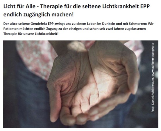 Licht für Alle – Therapie für die seltene Lichtkrankheit EPP endlich zugänglich machen!
